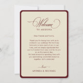 Ivory Burgundy Border Retro Wedding Itinerary Card 招待状 (正面)