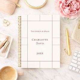 Ivory burgundy checked modern ノートブック