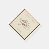 Ivory Burgundy Classic Border Cheers Retro Wedding スタンダードカクテルナプキン (角)