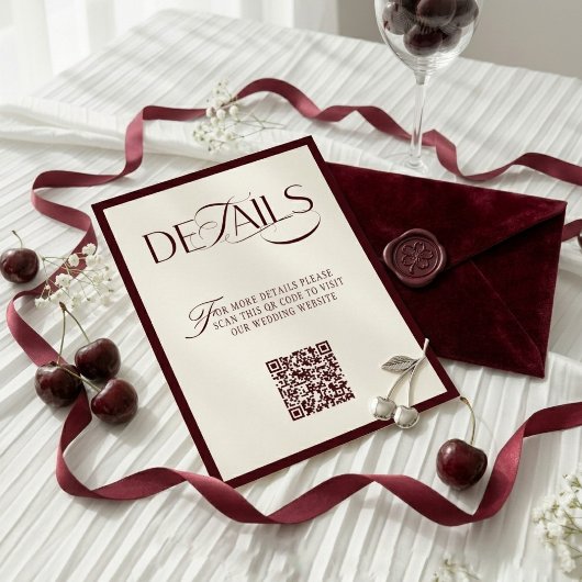Ivory Burgundy Luxury Wedding Details エンクロージャーカード