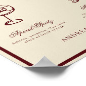 Ivory & Burgundy Retro Signature Drinks Sign ポスター (角)