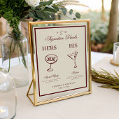 Ivory & Burgundy Retro Signature Drinks Sign ポスター