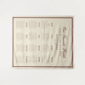 Ivory Burgundy Retro Wedding Seating Chart Sign タペストリー (正面(横))