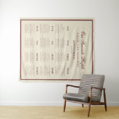 Ivory Burgundy Retro Wedding Seating Chart Sign タペストリー (インサイチュ(横))