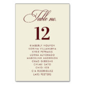 Ivory Burgundy Seating Chart Names Wedding Sign テーブルナンバー (裏面)
