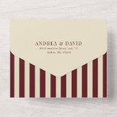 Ivory & Burgundy Stripes Border Retro Wedding オールインワン招待状 (裏面)