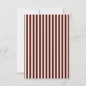 Ivory & Burgundy Stripes Border Retro Wedding サンキューカード (裏面)