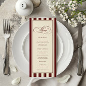 Ivory & Burgundy Stripes Border Retro Wedding メニュー