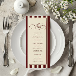 Ivory & Burgundy Stripes Border Retro Wedding メニュー