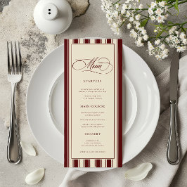 Ivory & Burgundy Stripes Border Retro Wedding メニュー