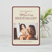 Ivory & Burgundy Stripes Bridesmaid Proposal Card 招待状 (スタンド正面)