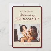 Ivory & Burgundy Stripes Bridesmaid Proposal Card 招待状 (正面)