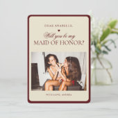 Ivory Burgundy Stripes Maid of Honor Proposal Card 招待状 (スタンド正面)