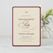 Ivory & Burgundy Stripes Retro Engagement Party 招待状 (スタンド正面)