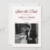 Ivory & Burgundy Wedding Save the Date Photo 招待状 (正面)