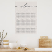 Ivory Celebration Wedding Party Seating Welcome ポスター (キッチン)