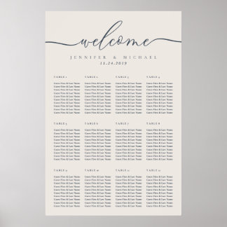 Ivory Celebration Wedding Party Seating Welcome ポスター