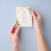 Ivory champagne florals wedding Save the Date チラシ (手)