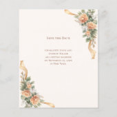 Ivory champagne florals wedding Save the Date チラシ (裏面)