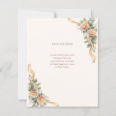 Ivory champagne florals wedding Save the Date card (裏面)