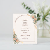 Ivory champagne florals wedding Save the Date card (スタンド正面)