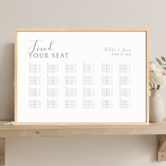 Ivory | Chic Alphabet 120+ Guest Wedding Seating ポスター