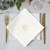 Ivory | Chic Faux Gold Monogram Wedding  スタンダードカクテルナプキン