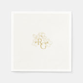 Ivory | Chic Faux Gold Monogram Wedding  スタンダードカクテルナプキン (正面)