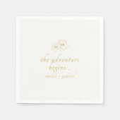 Ivory | Chic Faux Gold Wedding スタンダードカクテルナプキン (正面)