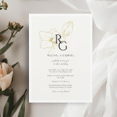 Ivory | Chic Floral Monogram Wedding Invitation セーブザデート