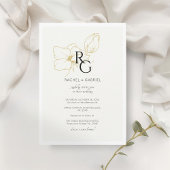 Ivory | Chic Floral Monogram Wedding Invitation 招待状