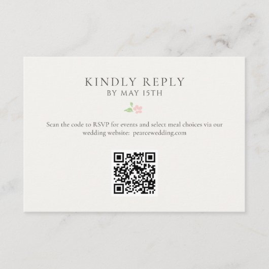 Ivory | Chic Floral QR RSVP Response Card (正面)
