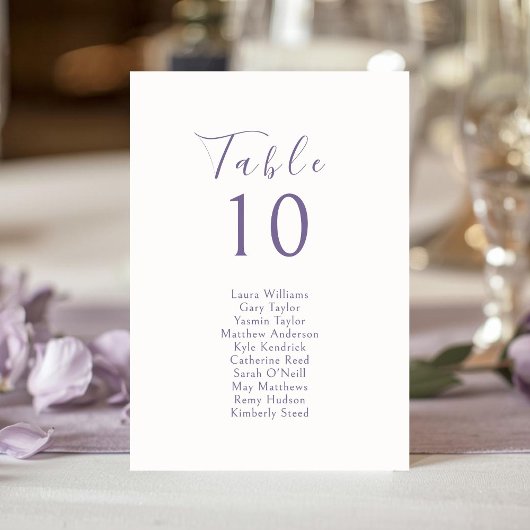 Ivory | Chic Lavender Wedding Seating & Table Card テーブルナンバー