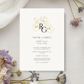 Ivory | Chic Monogram Wedding Invitation Card セーブザデート