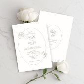 Ivory | Chic Oval Botanical Wedding Invitat 招待状