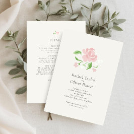 Ivory | Chic Watercolor Floral QR Wedding  招待状
