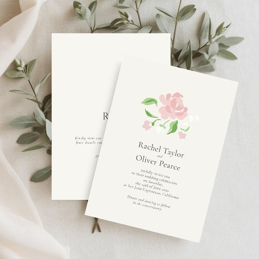Ivory | Chic Watercolor Floral Wedding  招待状
