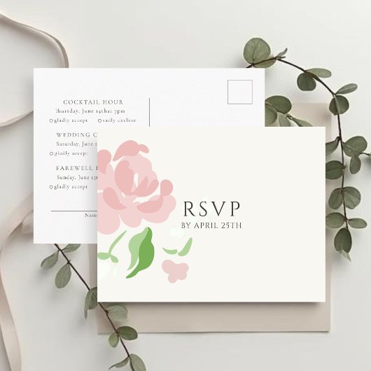Ivory | Chic Wedding RSVP Response Postcard ポストカード