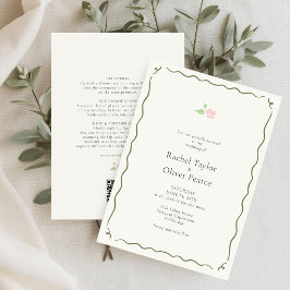 Ivory | Chic & Whimsical Floral Wedding Invitation 招待状