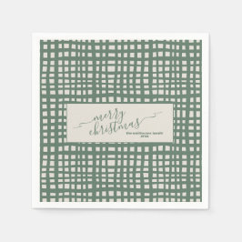 Ivory Christmas Poinsettia Sage elegant スタンダードカクテルナプキン