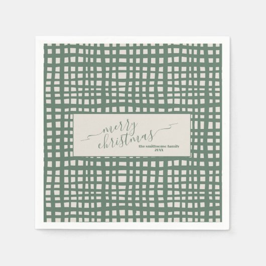 Ivory Christmas Poinsettia Sage elegant スタンダードカクテルナプキン (正面)