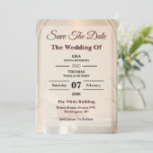 Ivory Cloud Dancer Luxe Wedding Save The Date セーブザデート (スタンド正面)