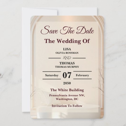 Ivory Cloud Dancer Luxe Wedding Save The Date セーブザデート (正面)