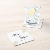 Ivory Coast Coastal Wedding Coaster Editable スクエアペーパーコースター (インサイチュ)