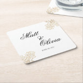 Ivory Coast Coastal Wedding Coaster Editable スクエアペーパーコースター (アングル)