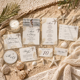 Ivory Coast Coastal Wedding Invitation Editable 招待状