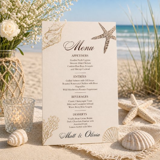 Ivory Coast Coastal Wedding Menu Editable メニュー