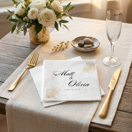 Ivory Coast Coastal Wedding Napkins Editable スタンダードカクテルナプキン