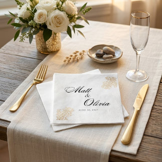 Ivory Coast Coastal Wedding Napkins Editable スタンダードカクテルナプキン