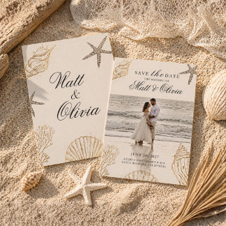 Ivory Coast Coastal Wedding Save the Date Editable セーブザデート